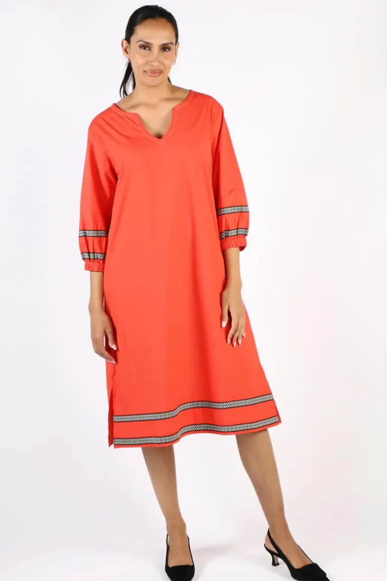 Bagruu Elena Twill Short Dress In Poppy