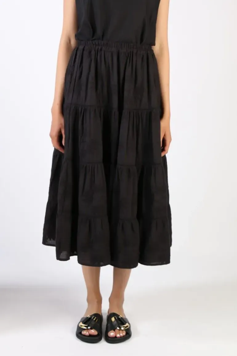 Bagruu Embroidered Cotton Skirt In Black