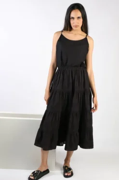 Bagruu Embroidered Cotton Skirt In Black