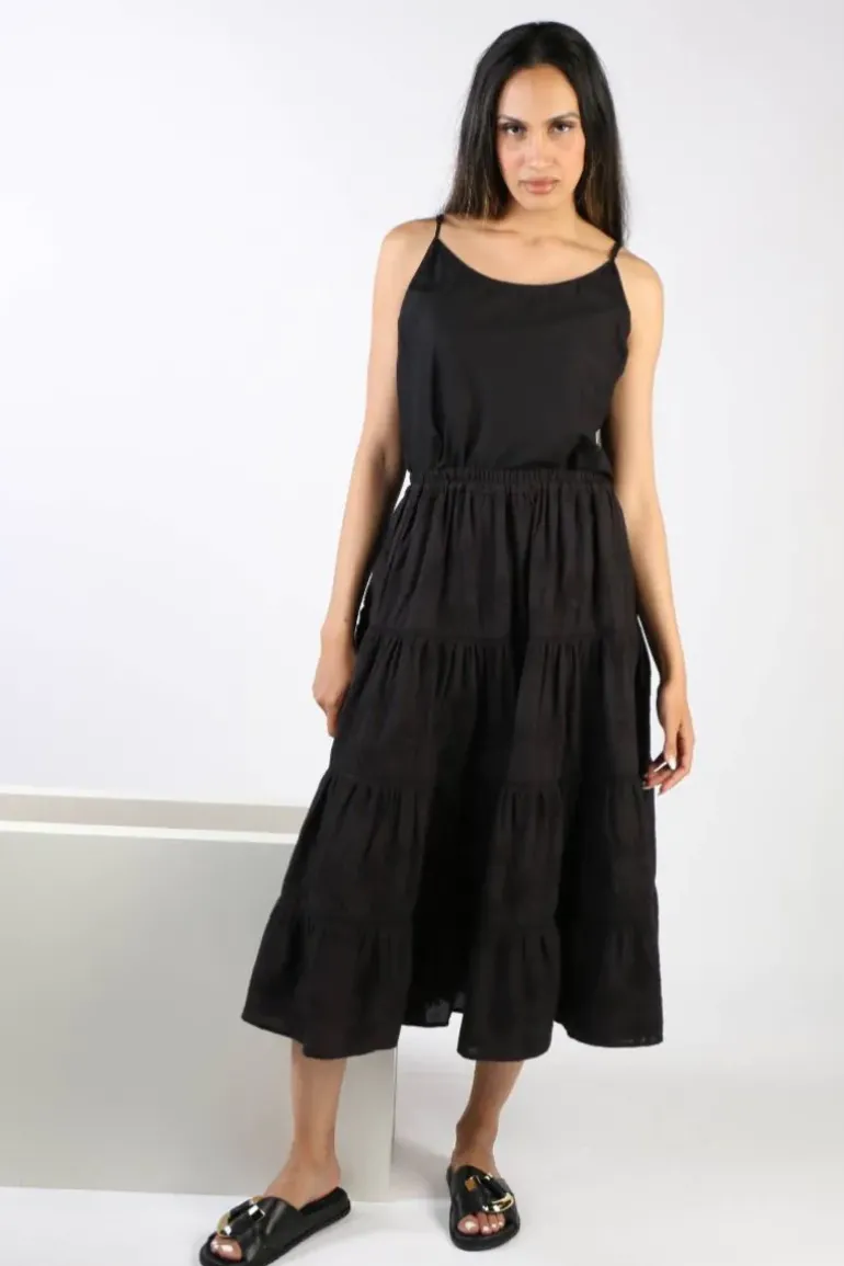 Bagruu Embroidered Cotton Skirt In Black