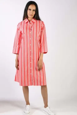 Bagruu Harvey Candy Stripe Dress In Red
