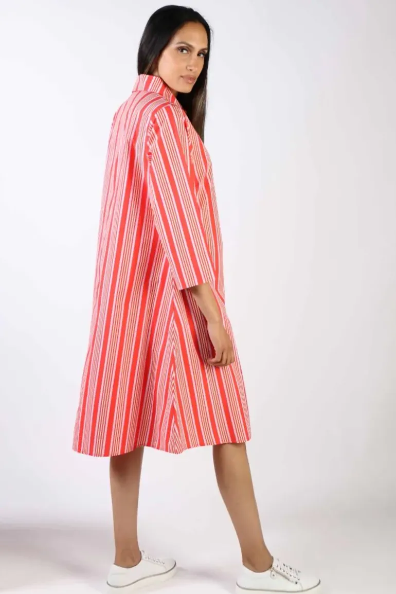 Bagruu Harvey Candy Stripe Dress In Red