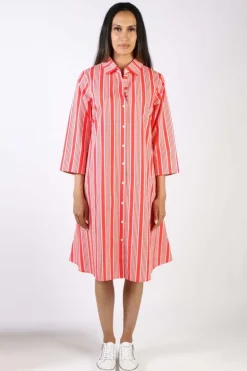 Bagruu Harvey Candy Stripe Dress In Red