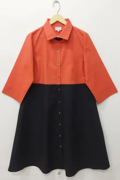 Bagruu Harvey Colour Block Dress In Poppy And Black