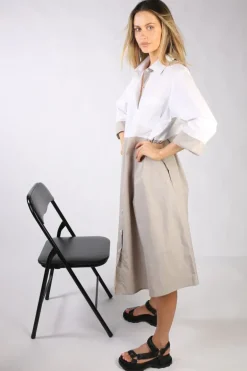 Bagruu Harvey Colour Block Dress In White And Stone