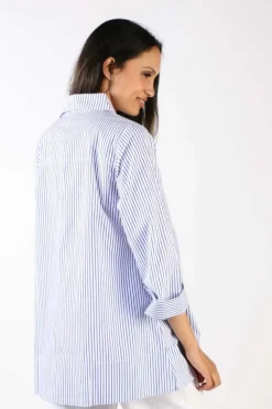 Bagruu Harvey Shirt In Classic Stripe In Blue