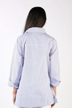 Bagruu Harvey Shirt In Classic Stripe In Blue