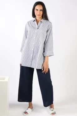 Bagruu Harvey Single Stripe Shirt In Navy