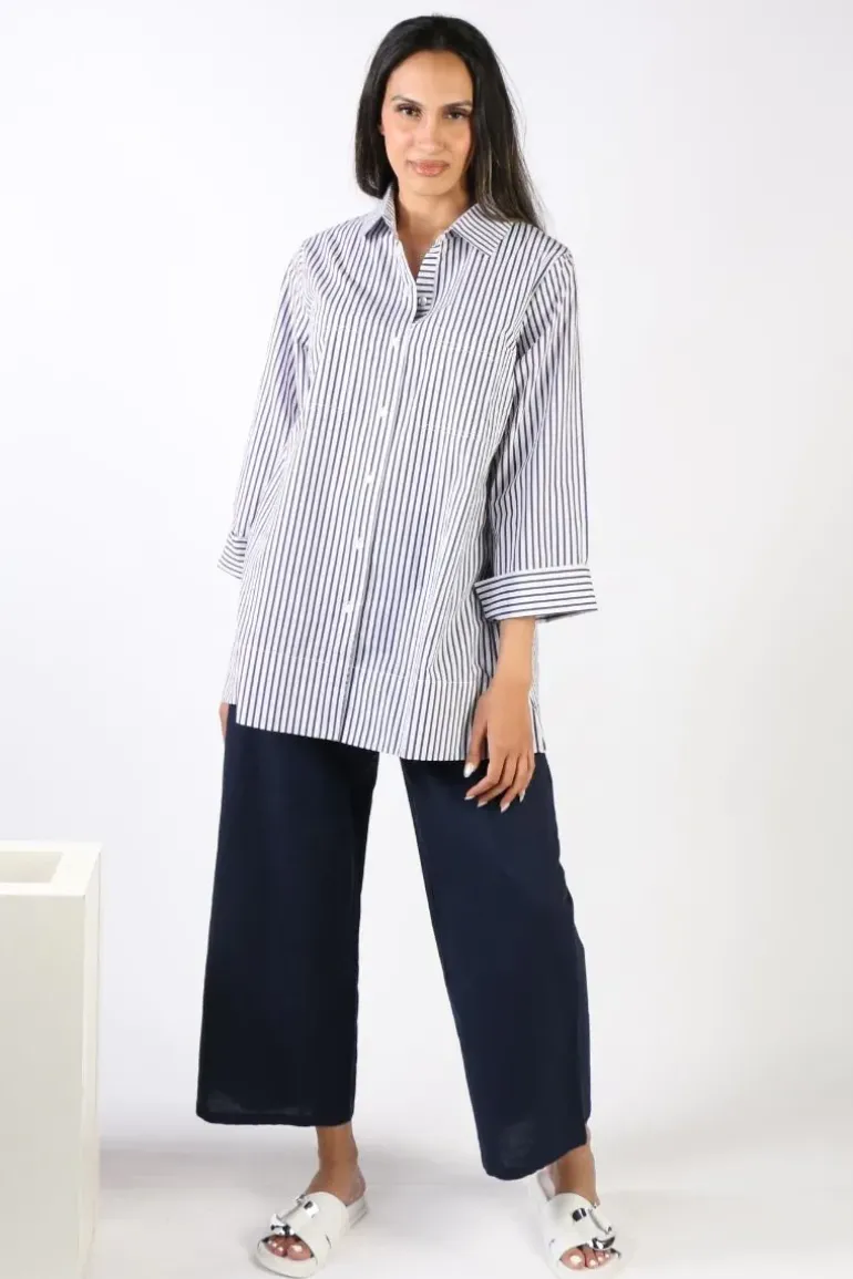 Bagruu Harvey Single Stripe Shirt In Navy