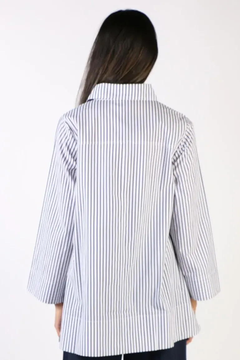 Bagruu Harvey Single Stripe Shirt In Navy