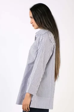 Bagruu Harvey Single Stripe Shirt In Navy
