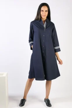 Bagruu Harvey Trim Dress In Navy