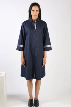Bagruu Harvey Trim Dress In Navy