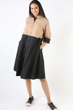 Bagruu Harvey Two Tone Dress In Black