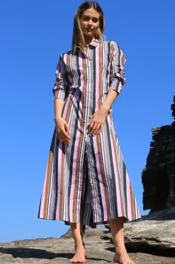 Bagruu Mala Bold Stripe Dress In Multi