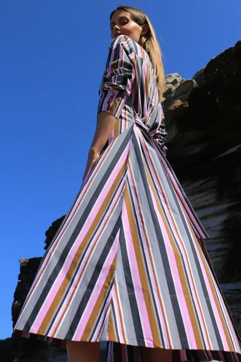 Bagruu Mala Bold Stripe Dress In Multi