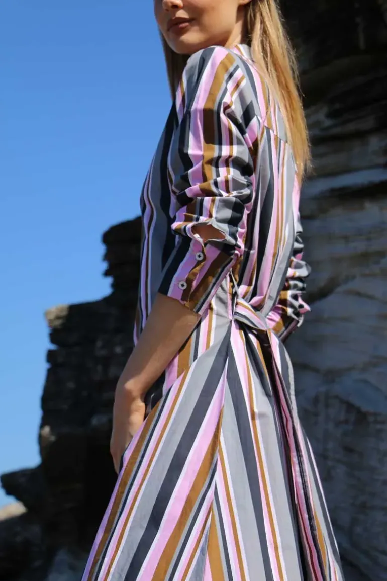 Bagruu Mala Bold Stripe Dress In Multi