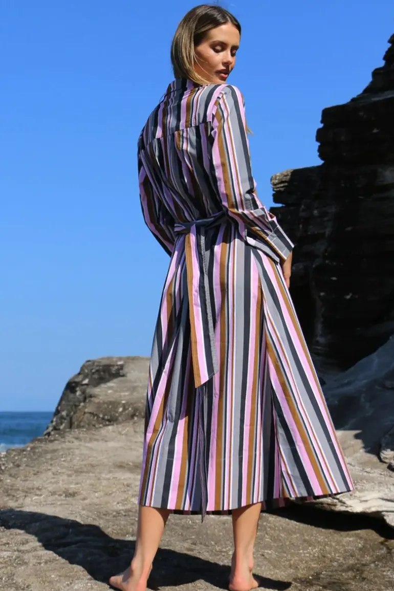 Bagruu Mala Bold Stripe Dress In Multi