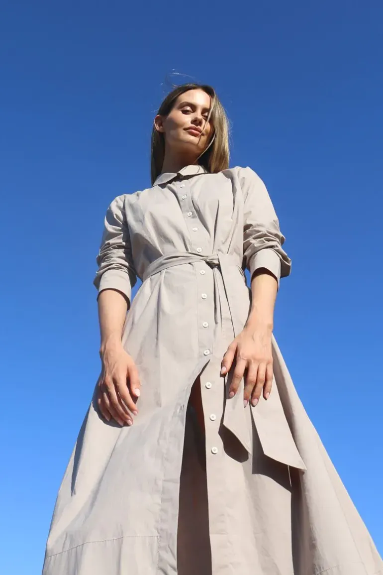 Bagruu Mala Dress In Stone