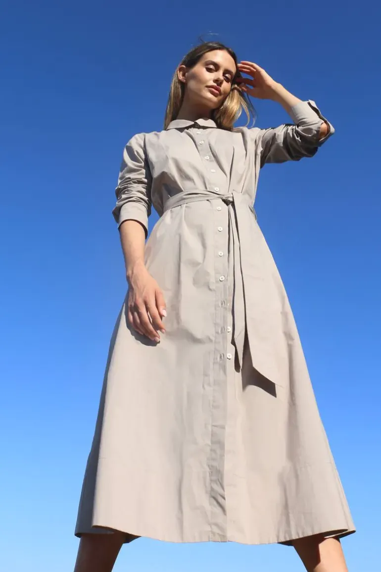 Bagruu Mala Dress In Stone