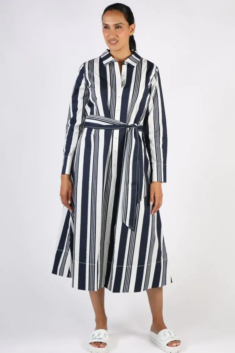 Bagruu Mala Ribbon Stripe Dress In Navy