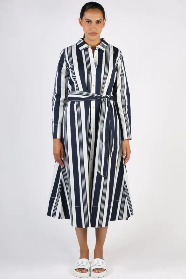 Bagruu Mala Ribbon Stripe Dress In Navy