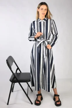 Bagruu Mala Ribbon Stripe Dress In Navy