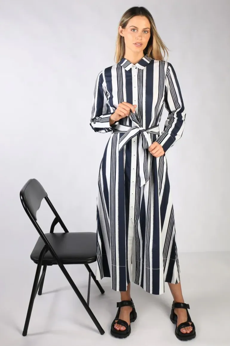 Bagruu Mala Ribbon Stripe Dress In Navy
