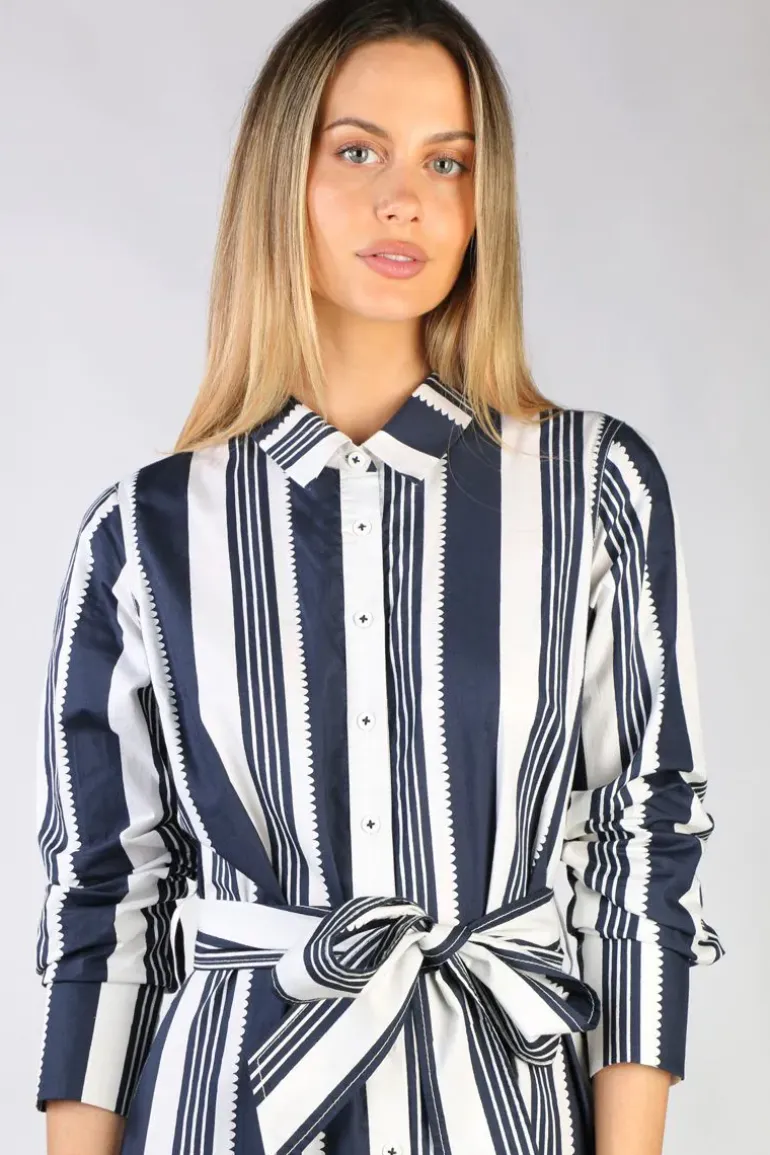 Bagruu Mala Ribbon Stripe Dress In Navy