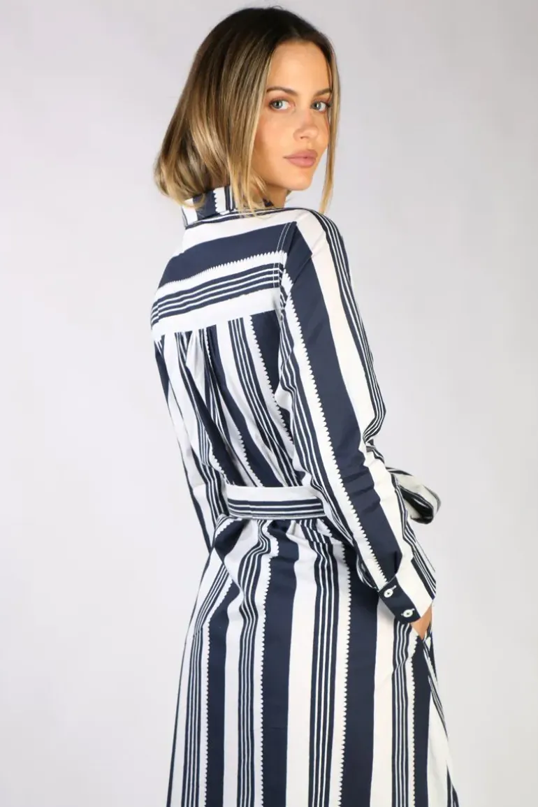 Bagruu Mala Ribbon Stripe Dress In Navy