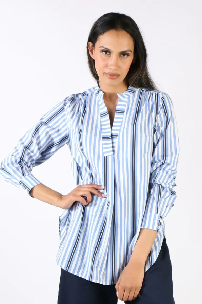 Bagruu Olive Surf Stripe Shirt In Blue