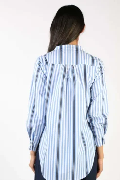 Bagruu Olive Surf Stripe Shirt In Blue