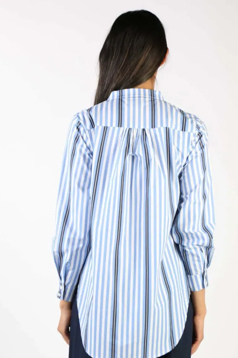 Bagruu Olive Surf Stripe Shirt In Blue