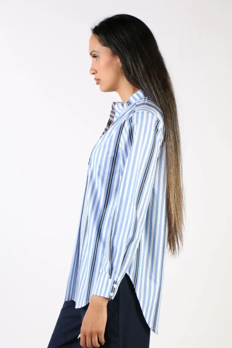 Bagruu Olive Surf Stripe Shirt In Blue
