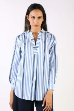Bagruu Olive Surf Stripe Shirt In Blue