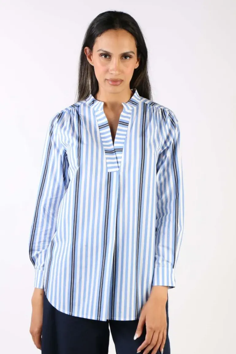 Bagruu Olive Surf Stripe Shirt In Blue