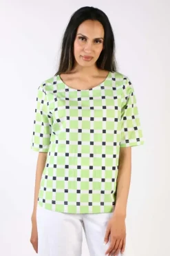 Bagruu Pati Check Top In Lime