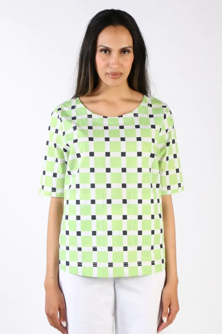 Bagruu Pati Check Top In Lime