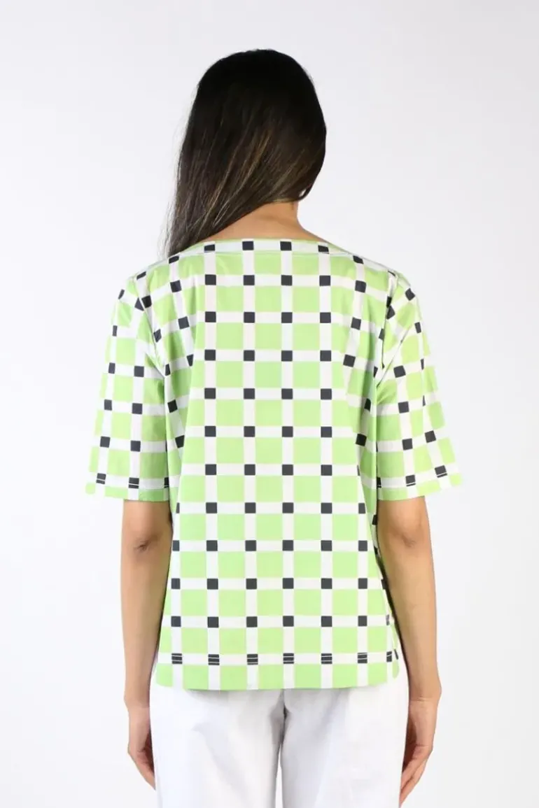 Bagruu Pati Check Top In Lime