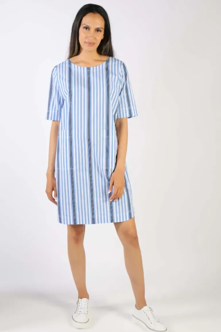 Bagruu Pati Surf Stripe Dress In Blue