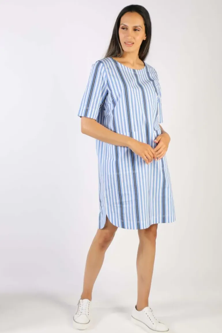 Bagruu Pati Surf Stripe Dress In Blue