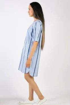 Bagruu Pati Surf Stripe Dress In Blue