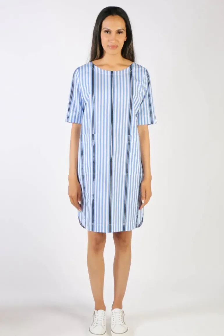 Bagruu Pati Surf Stripe Dress In Blue