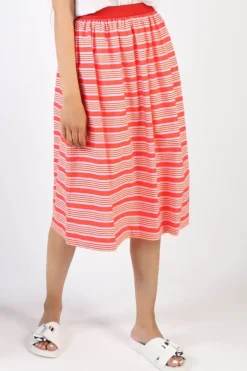 Bagruu Saki Candy Stripe Skirt In Red