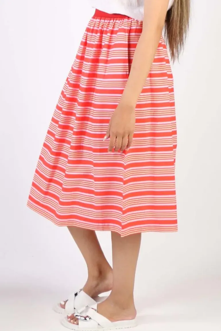 Bagruu Saki Candy Stripe Skirt In Red