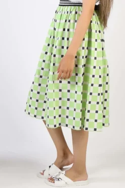 Bagruu Saki Check Skirt In Lime