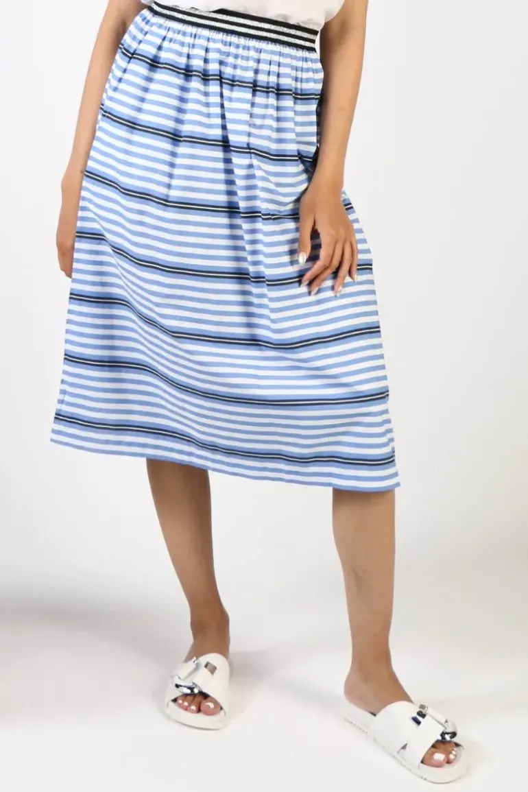 Bagruu Saki Surf Stripe Skirt In Blue