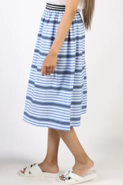 Bagruu Saki Surf Stripe Skirt In Blue