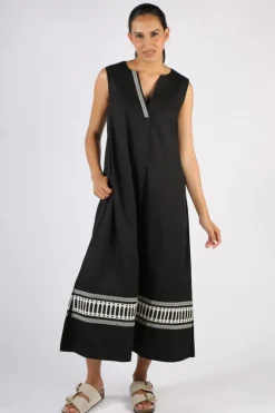 Bagruu Sanna Border Print Dress In Black