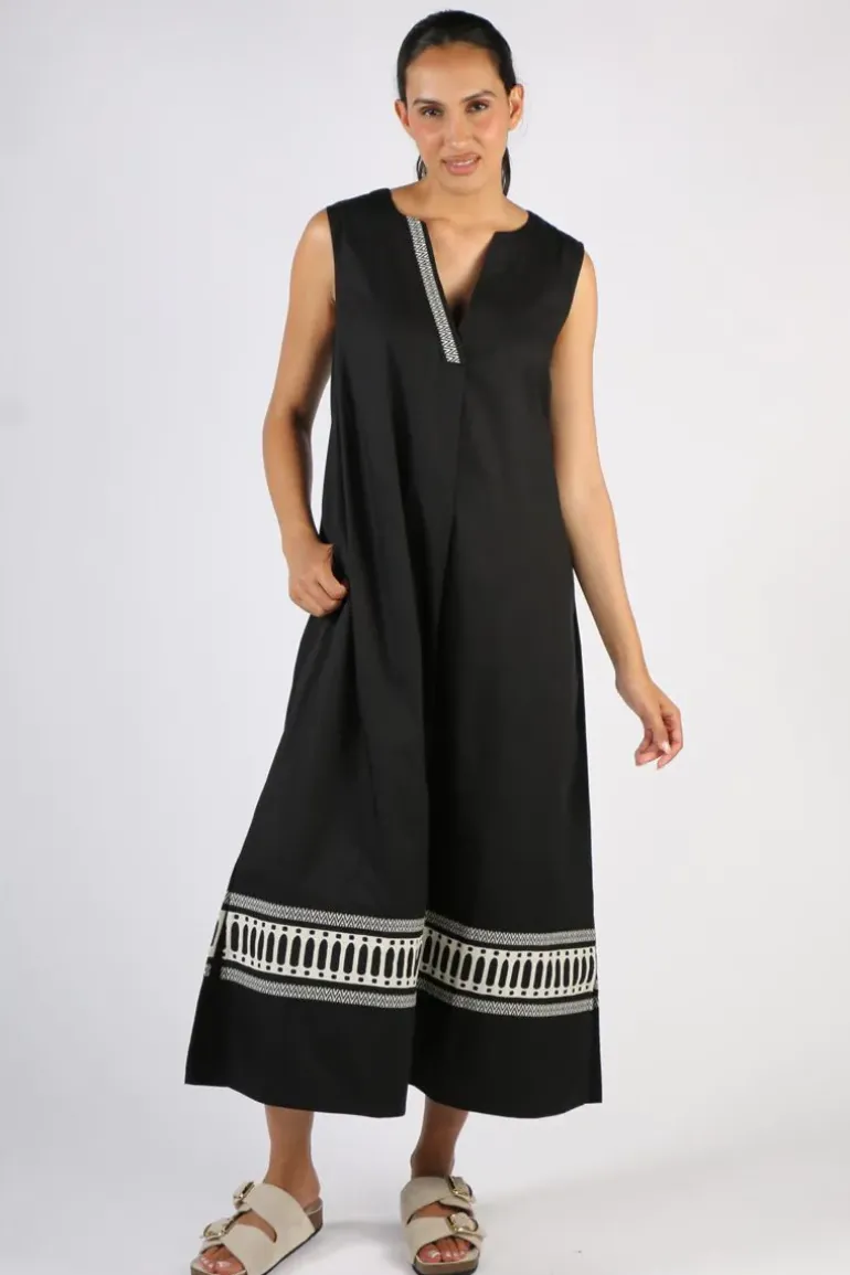 Bagruu Sanna Border Print Dress In Black
